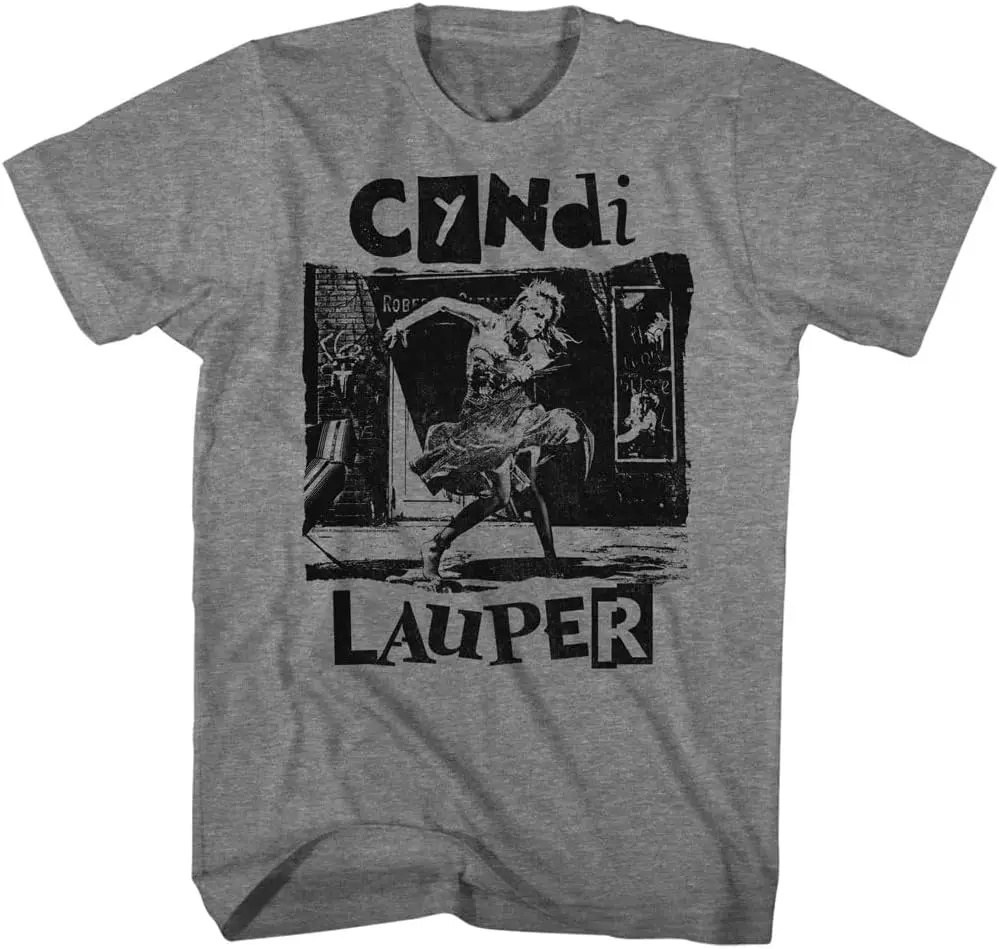 Cyndi Lauper Retro Pink Heather Adult Short Sleeve T Shirt Vintage Style 80s Pop Music Graphic Tees