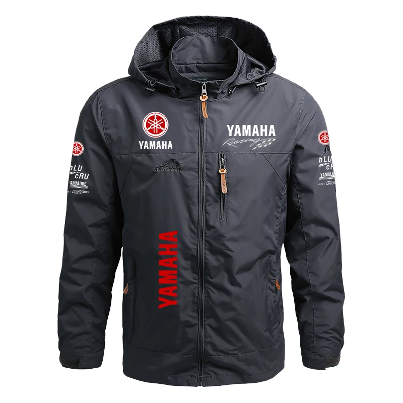 Veste de moto pour homme Yamaha avec capuche coupe-vent et imperméable, amovible, grande taille, style printemps-automne, veste tactique