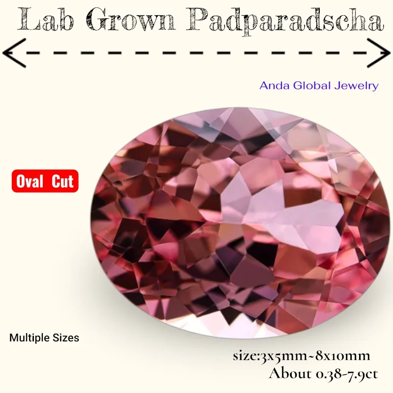 

M-Lab Grown Padparadscha Fire Lotus Oval Shape Multiple Sizes Loose Gemstone For Jewelry Diy Making With Certificate