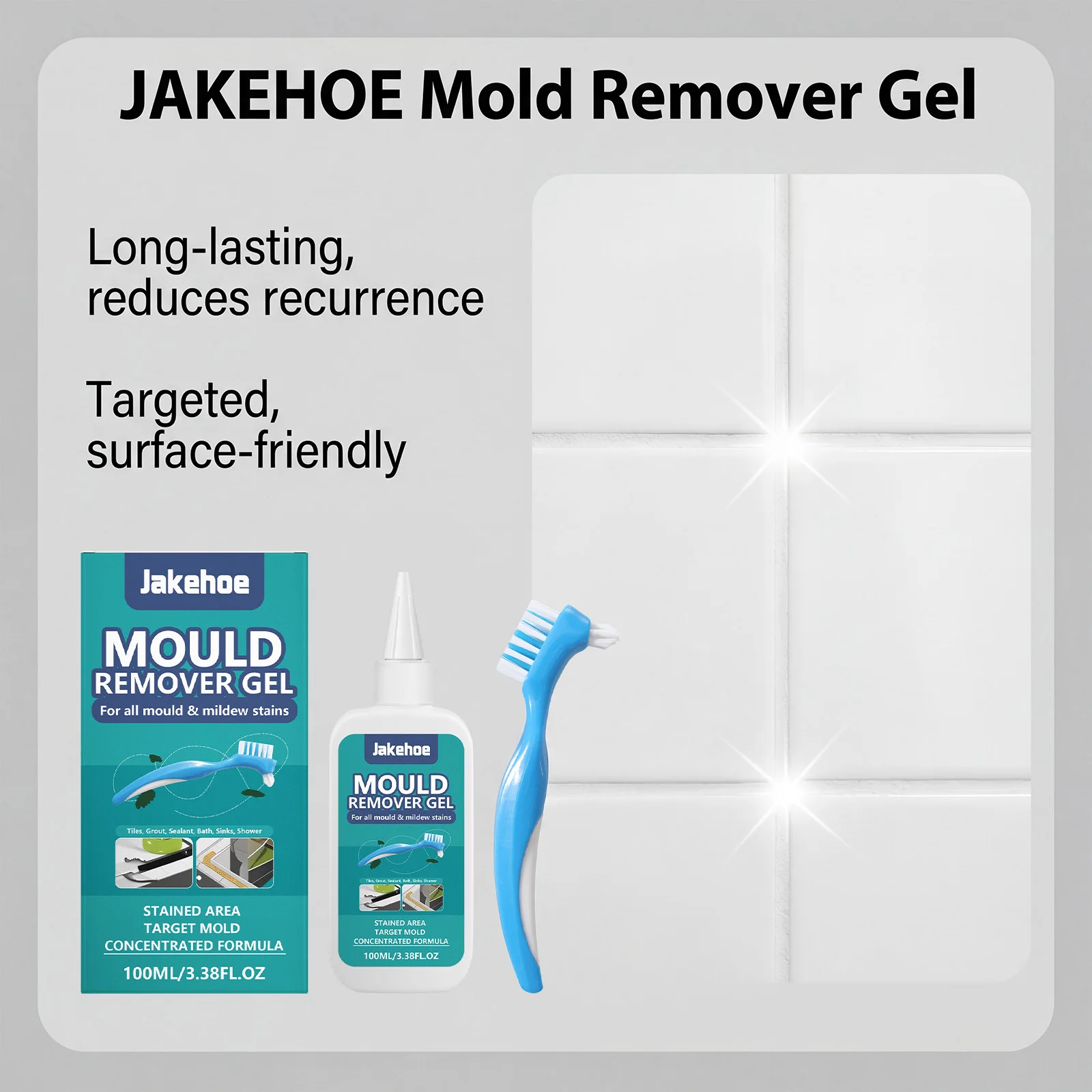 Premium Household Mold Remover Gel, Efficient Bathroom Cleaning, Safe Grout & Wall Tile Mildew Removal, Deep Stain Cleansing Gel