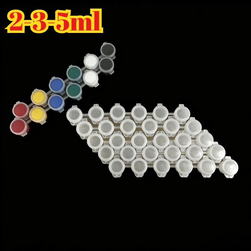 10 Strips 60 Pots Empty Mini Paint Cup Box Plastic Pigment Storage Container Art Crafts Drawing Supplies for DIY & Painting