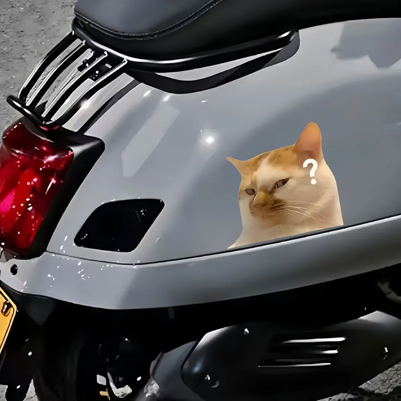 1PC Creative Cat MEME Motorcycle Sticker Waterproof for Motorbike Fuel Tank Car Window Electric Scooter Decoration Vinyl Decal view 4