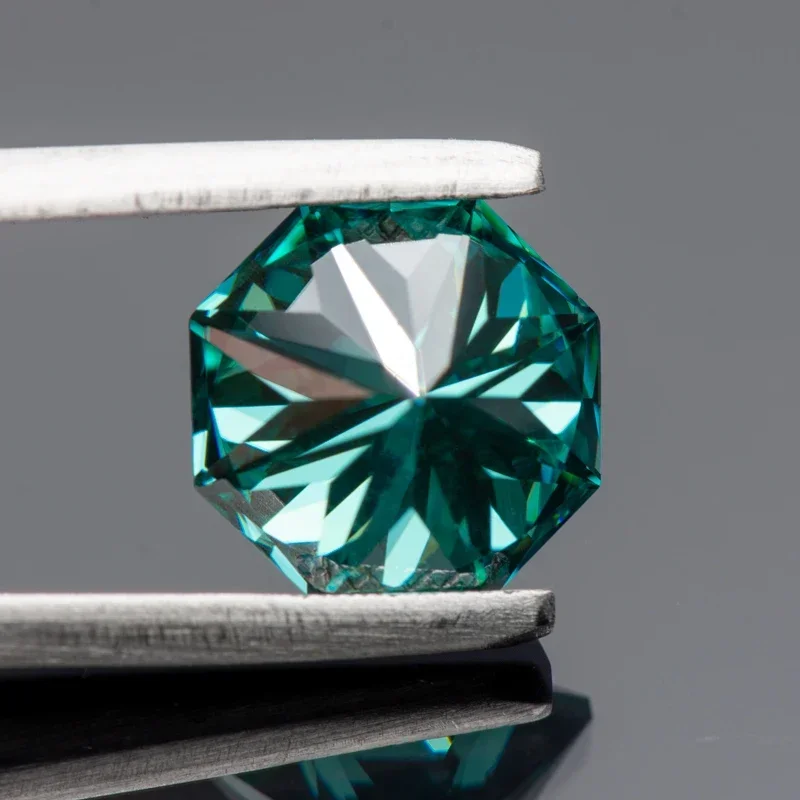 Moissanite Stones Octagon 8 Arrows Shape Emerald Green Primary Colours Lab Grown Gemstones For Jewel Pendant Rings Making