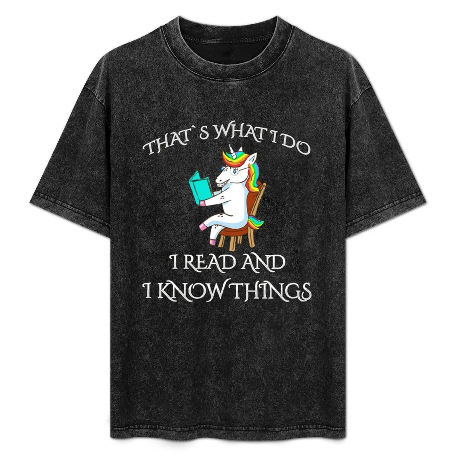 

I Read And I Know Things , Unicorn Dabbing Reading T-Shirt Vintage Style Printed Top