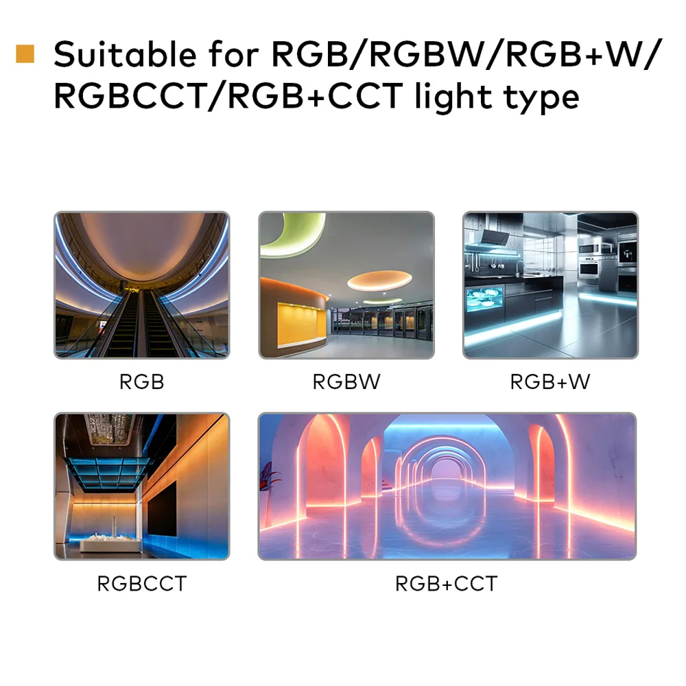 Cenfayan 6 Button Controller 5 Light Type by Button Rgb Rgbw Rgb+W Rgbcct Rgb+Cct Dimmer Dc 12V 24V Built in 10 Dynamic Modes