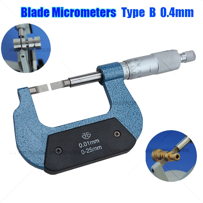 XIBEI Blade Micrometers Blade 0.4mm Type 0-25 25-50 50-75 75-100mm 0.01mm Blade Measuring faces and Non-Rotating Spindle