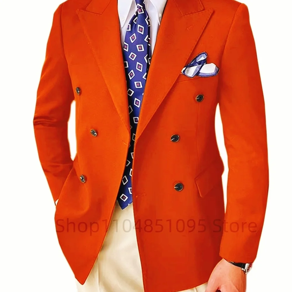 

Men Wedding Suits Jacket Double Breasted Blazer Peak Lapel Suit Jacket for Men Business Party Prom Suits Tops One Coat