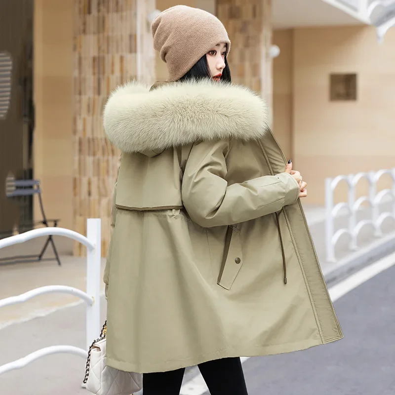 Women\'s Clothing Winter Down Cotton Jacket Two Piece Set Slim Hooded Warm Outerwear Fashion Design Ladies Coats Female Parkas