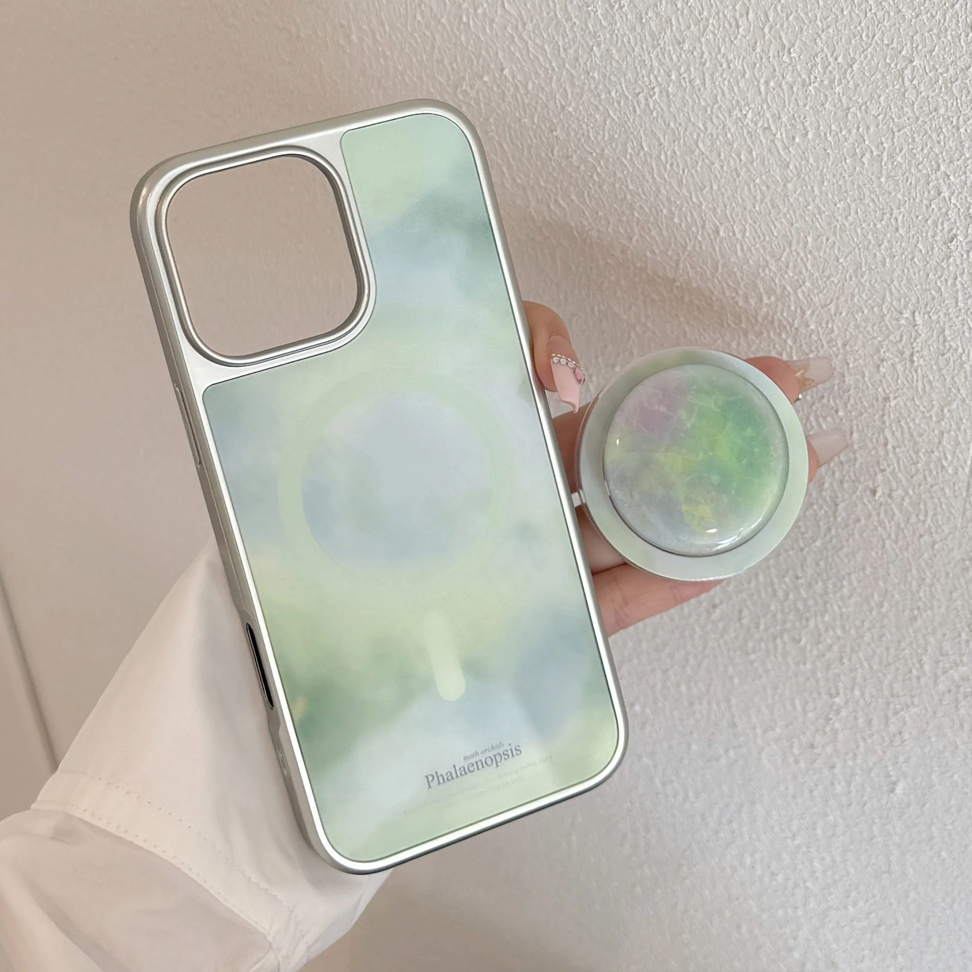 Koreanische Farbverlaufs-Marmor-Muster-Beschichtung, magnetische Halterung, Handyhülle für iPhone 17, Air 16, 15, 14, 13, 12, Pro Max, stoßfeste Hartschale
