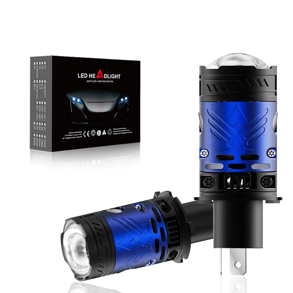 Direct insertion H4 LED headlight bulb projector lens super bright 6500K turbofan car light fisheye lens modified headlights 2pc