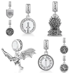 New Silver Pendant  Throne Sword Charm Bead Fit Original Women Bracelet 925 Jewelry For Gift