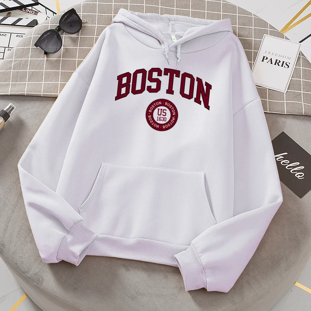 Female Hooded Boston City Founded in 1630 Hoodies Women Warm Comfortable Pullovers Fashion Casual Basic All Match Sweatshirt