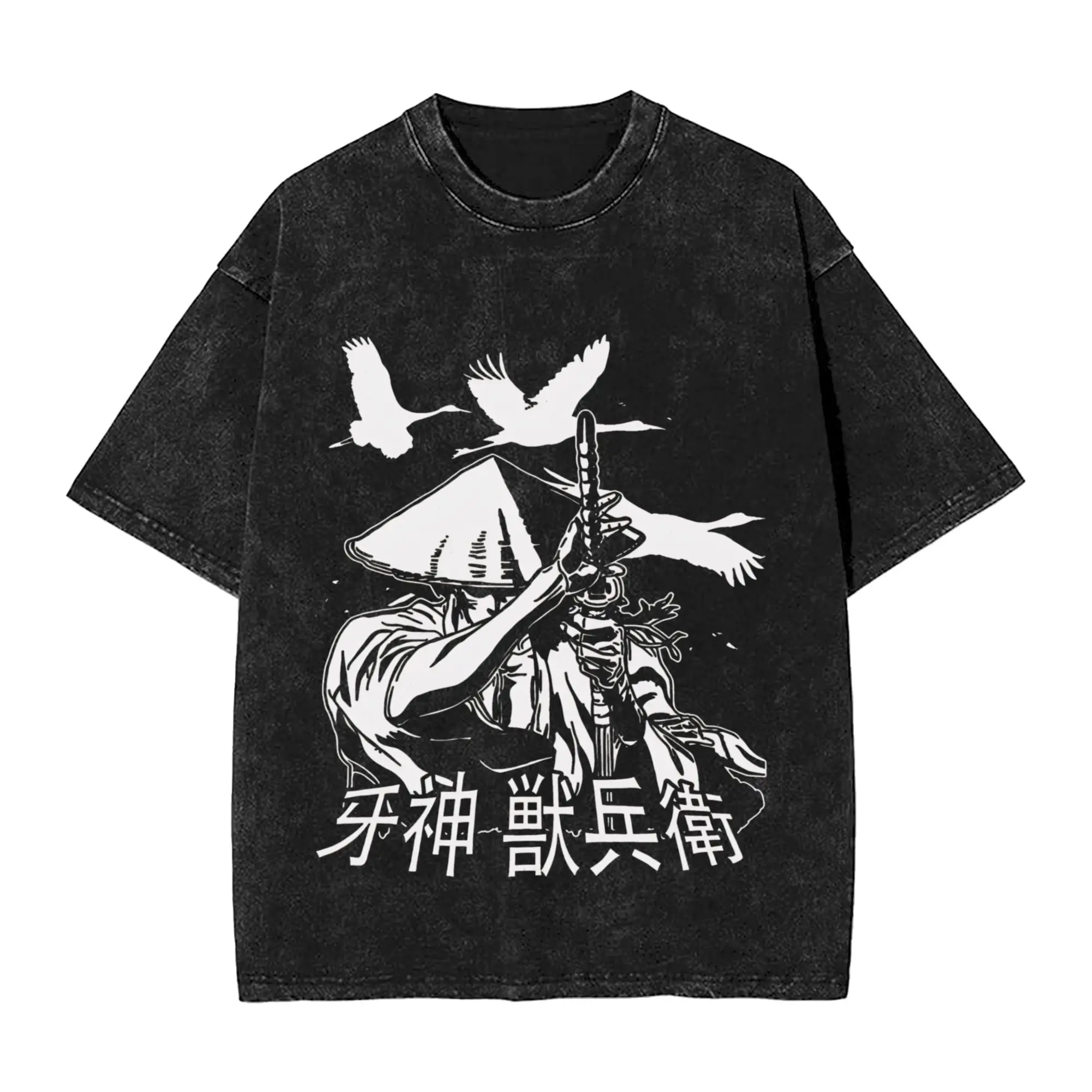 Ninja Scrolls Washed T Shirt Man  Vintage Casual T Shirts Summer O-Neck Hip Hop Tee Shirt Loose Oversized Tops
