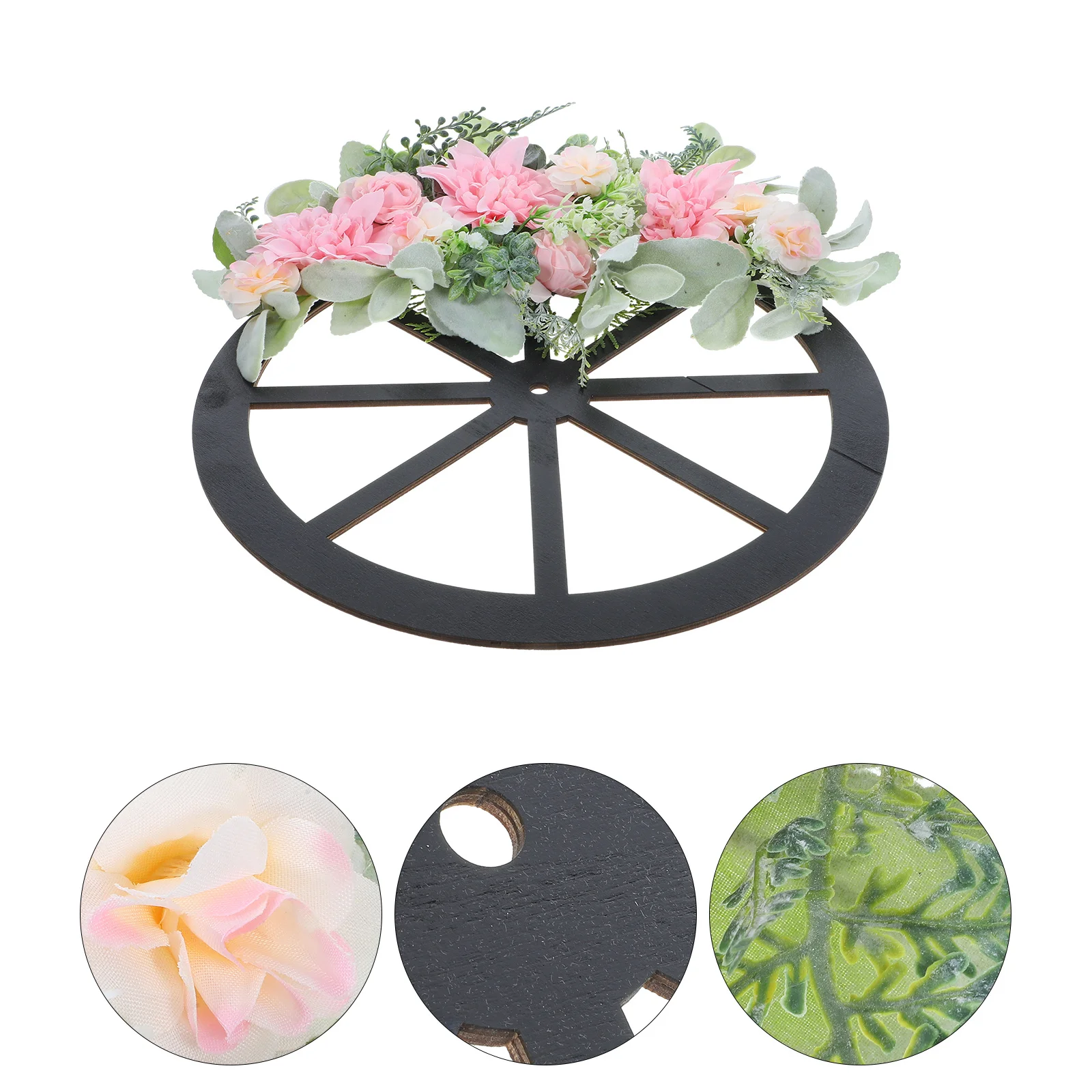 

Spring Wreath Artificial Green Leaves Wood Wheel Design for Front Door Wall Decoration Outdoor Indoor Use Home Garden Party