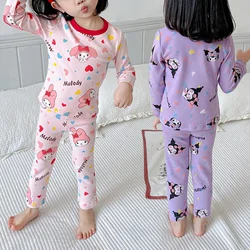 Cotton Girls Sleepwear Suits Autumn Spring Cute Kuromi Print Kids Underclothes 2pcs Child Clothes Set Toddler Kids Pajamas