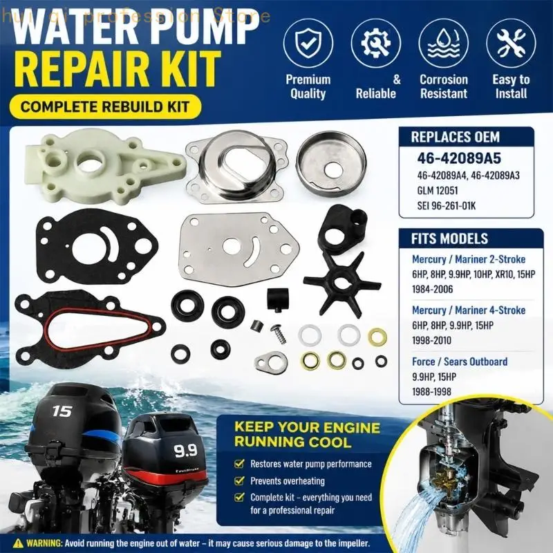 Wasserpumpen-Umbausatz mit Dichtungen, Ringen und kleinen Kleinteilen SEI 96-261-01K H8WE – Detail 4