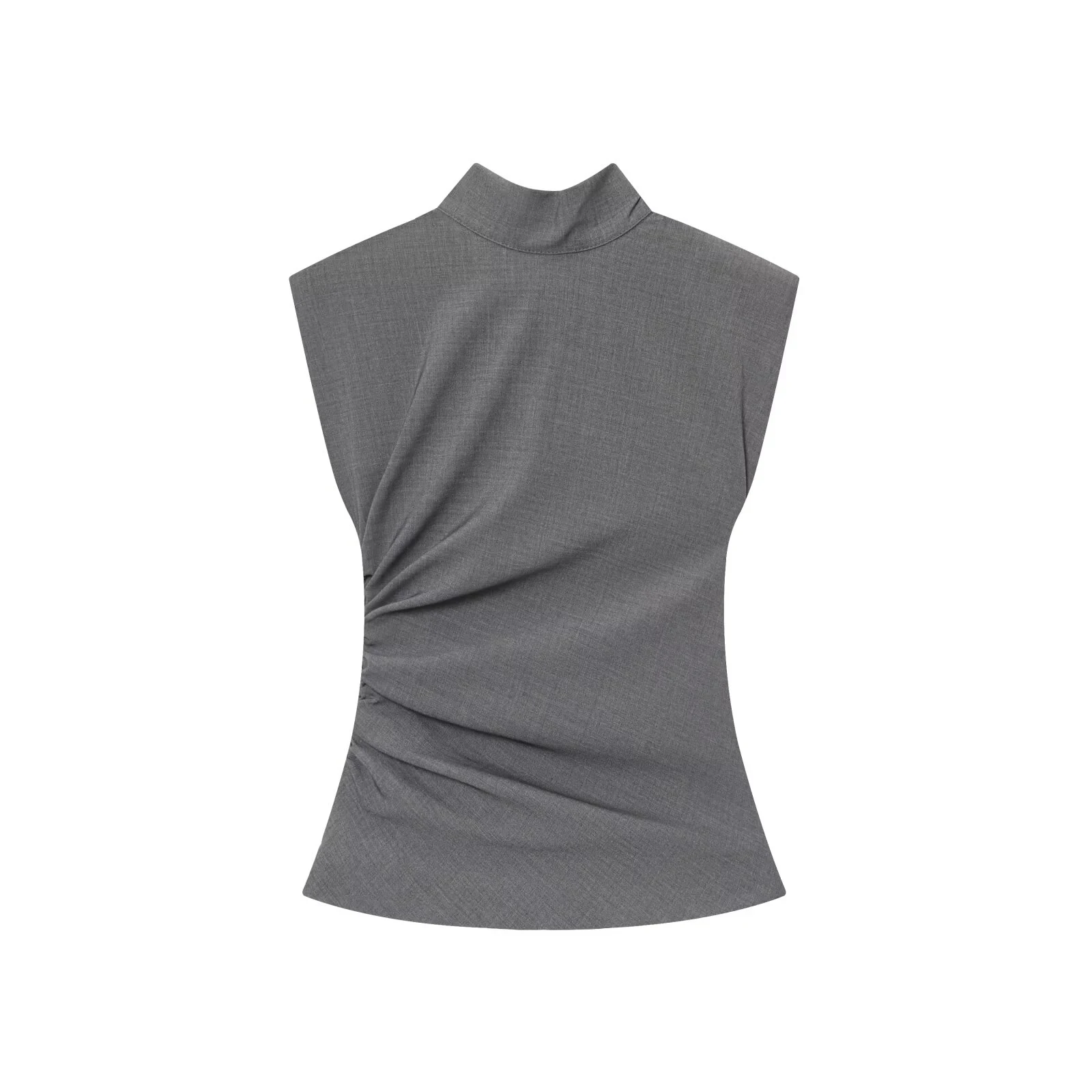 European and American style foreign trade women's clothing new 2025 fashionable versatile solid color no cuff shoulder pad top
