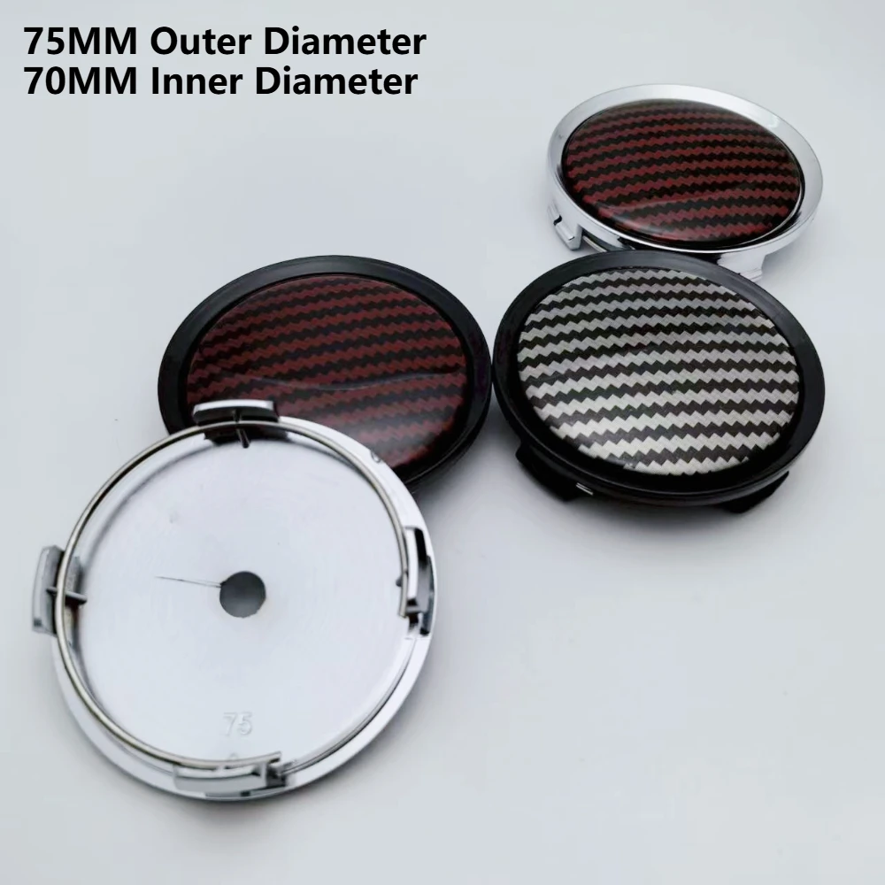 

4pcs 75MM 70MM No Logo Epoxy Resin Emblem Car Wheel Center Caps Carbon Fiber Badge Wheels Hub Cap Rim Hubcaps Cover Accessories