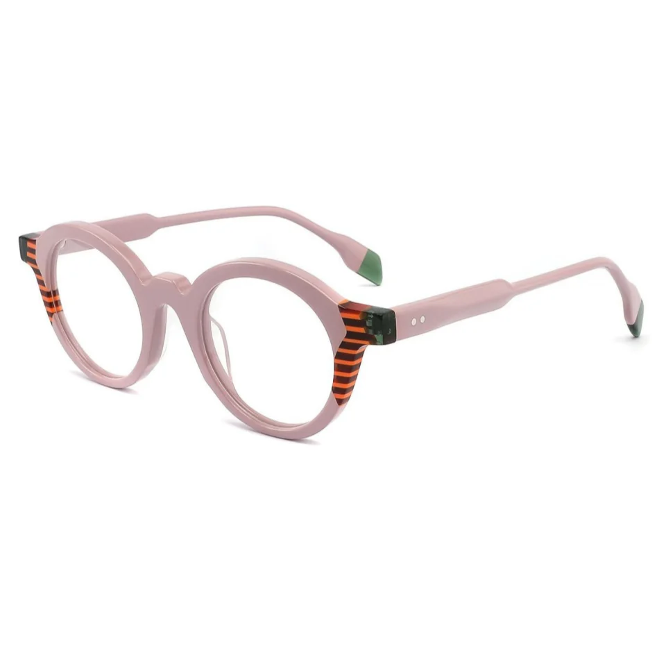 New Personalized Color Matching Art Style Acetate Eyeglass Frame Men and Women Casual Travel Street Style Prescription Glasses