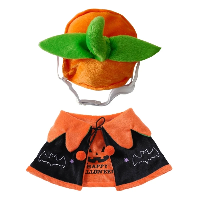 Simpatico cappello da zucca a tema Halloween con mantello Set per costume da vestire per cani gatti Copricapo Halloween per