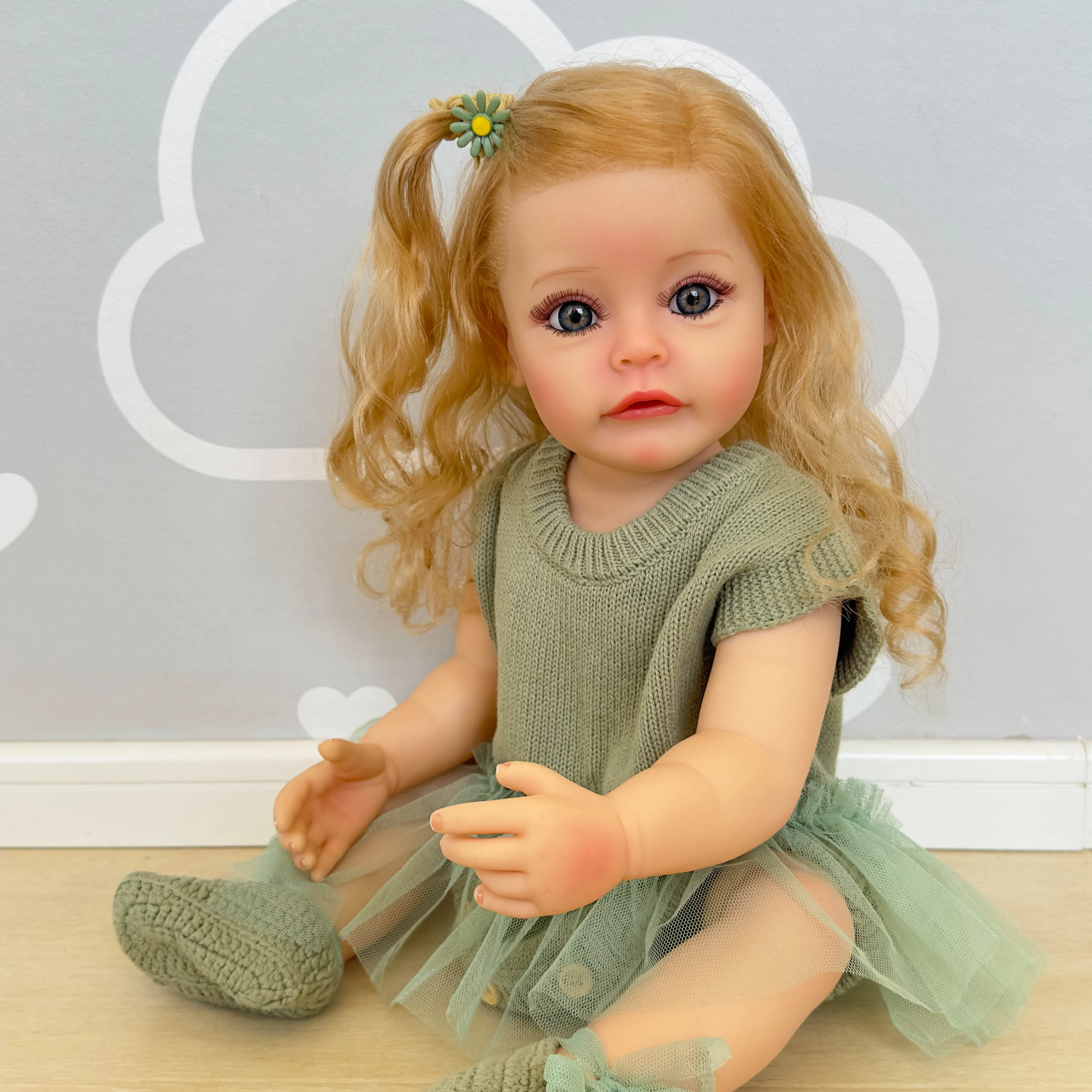 

NPK 55CM Newborn Full Body Silicone Reborn Princeess Suesue Toddler Lifelike Handmade 3D Skin Multiple Layers Painting