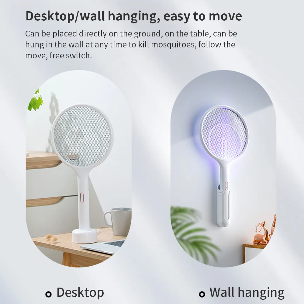 3500V 2 In1 Mosquito Killer Lamp Multicunctional Angle Adjustable Bug Zapper Electric USB Rechargeable Mosquito Fly Bat Swatter