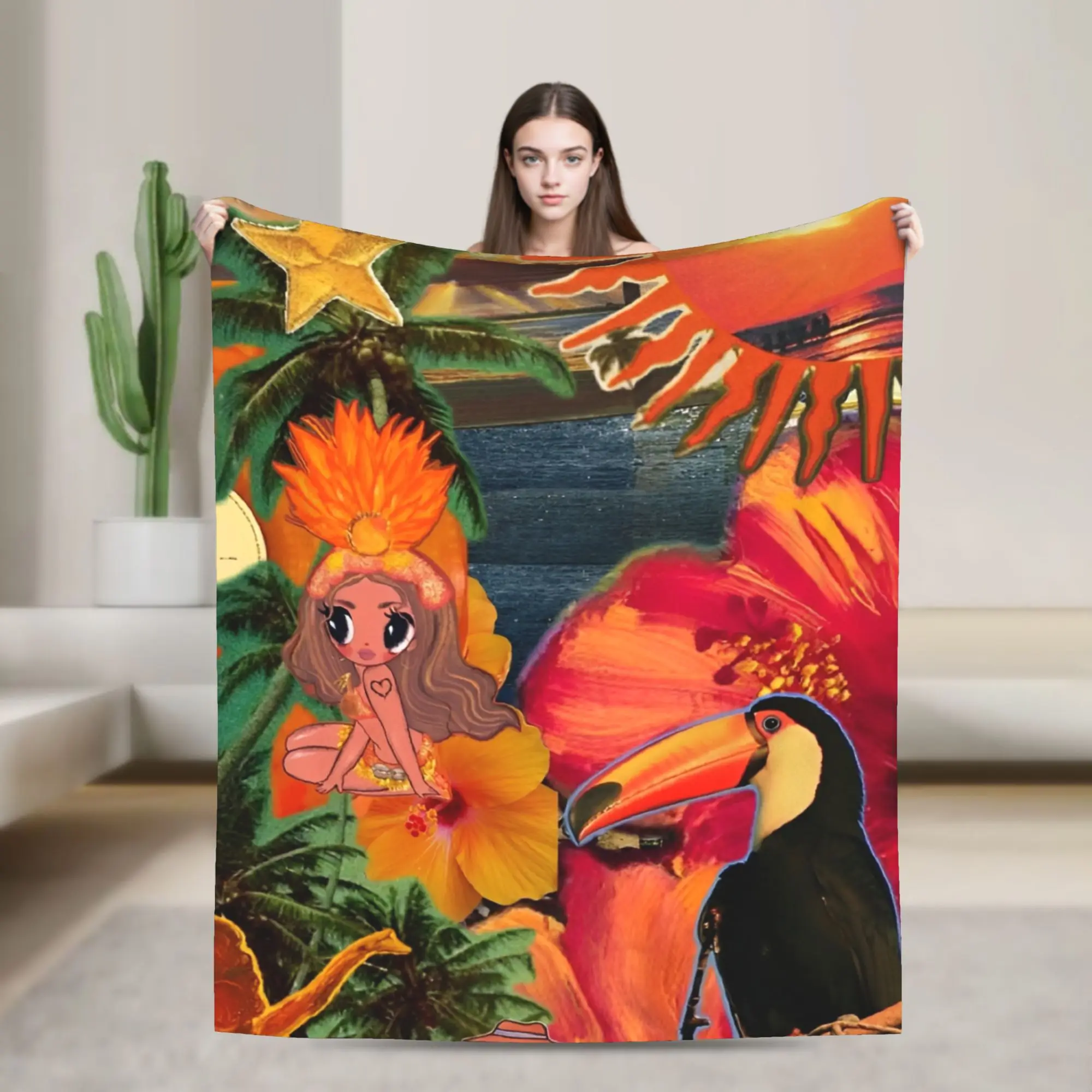 Papasito Tropicoqueta Karol G Knitted Blanket Fleece Latina Foreva Super Soft Throw Blankets for Bedroom Sofa Bed Rug