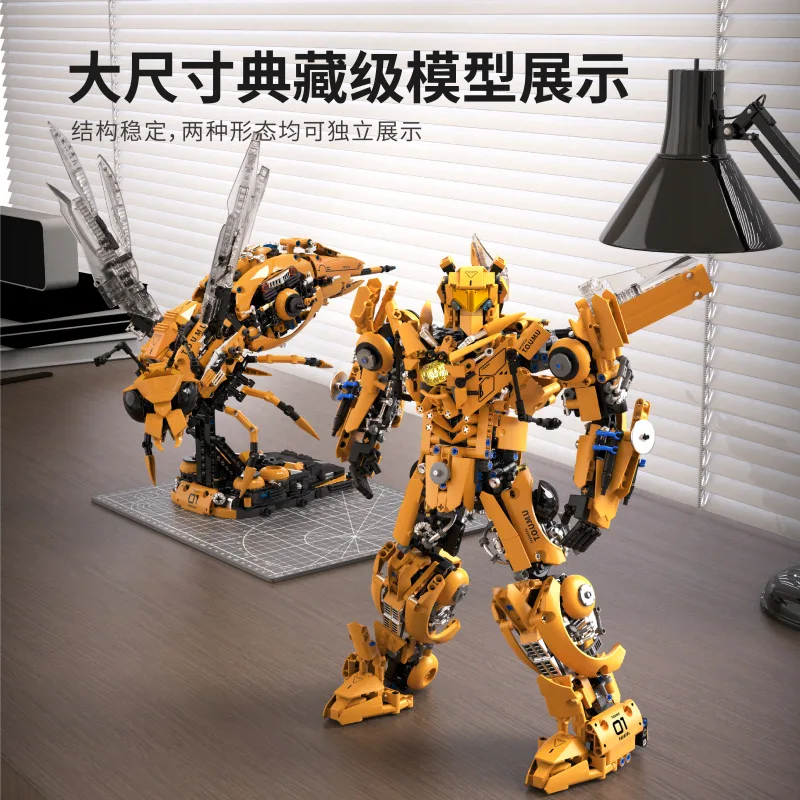 

IN STOCK MOC Dual Form Transformation Wasp Building Blocks Model Robot Bricks Assembling DIY Toys for Boys Christmas Gift Sets