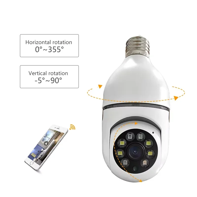 

Bulb E27 2MP Surveillance Camera Full Color Night Vision Auto Human Tracking Indoor Security Monitor Wifi IP Camera