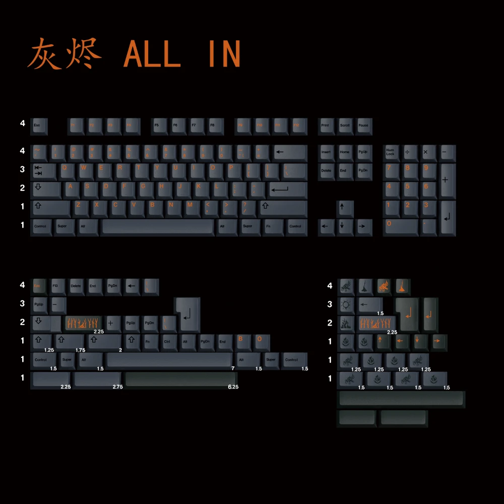 

Колпачки для клавиш PBT GMK Cinder Keycap Cherry Profile Dye Sub Английские японские колпачки для клавиш для механической клавиатуры MX 6,25u 7u Split Space