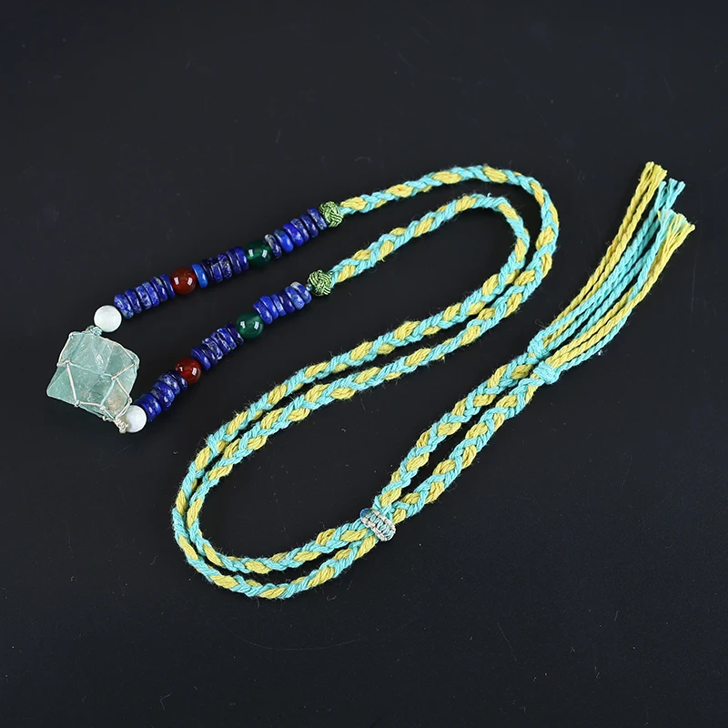 Natural Stone Fluorite Lapis Lazuli Necklace Accessories Beads For DIY Jewelry Making 32x31x29mm 8x4mm 28inch 41.8g