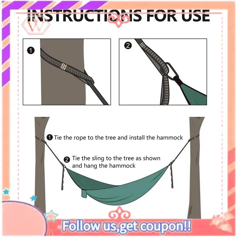 Upgraded 2 Pcs 5-Ring High Load-Bearing Hammock Straps For Home Outdoor