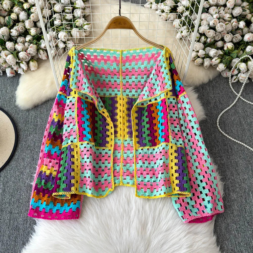 Women's Crochet Cardigan Open Front Openwork Knit Sweater Jacket Cardi Female Summer Boho Beach Vacation Outfit