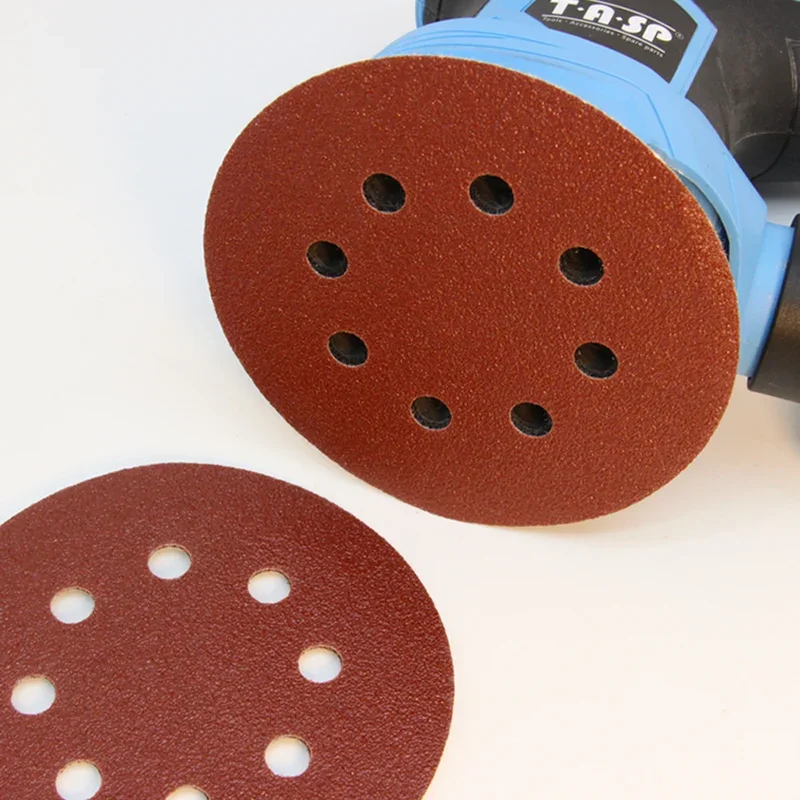 100pcs 125mm 5 "연마 사포 샌딩 8 홀 디스크 후크 & 루프 샌드 페이퍼 그릿 60 ~ 1500 폴란드어 도구 액세서리