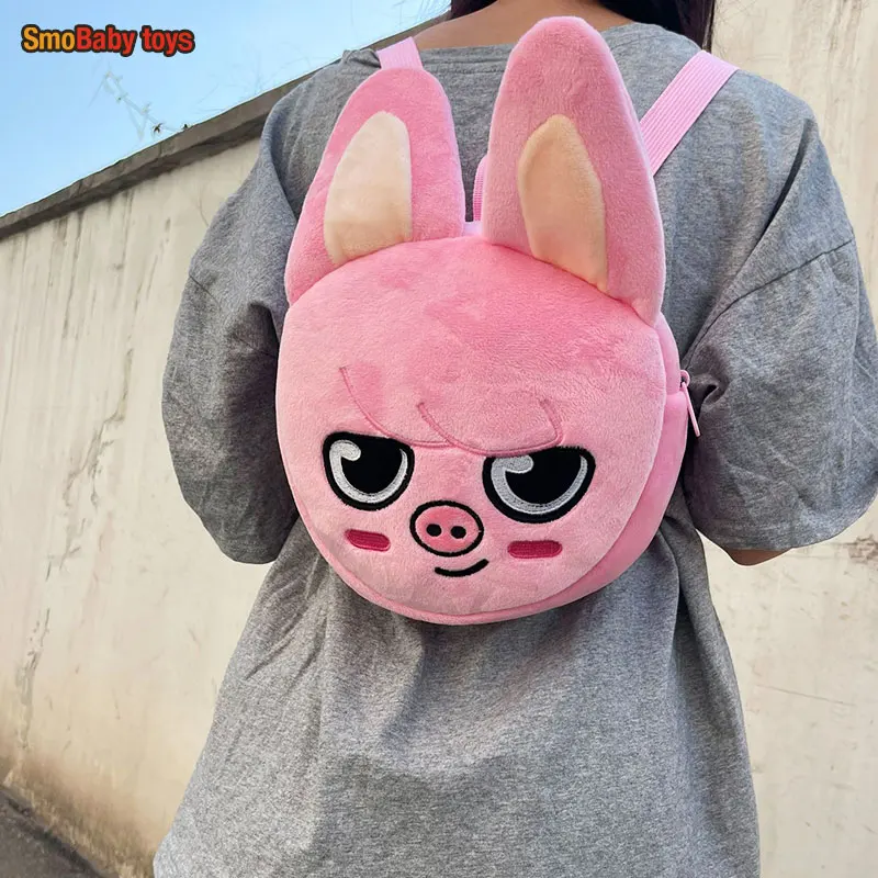 KPOP Student Backpack Cartoon Animals Wolf Bear Pig Plush Toys Cute Stuffed Wolf Cat Fox Mini Backpack Plush Small Shoulder Bag