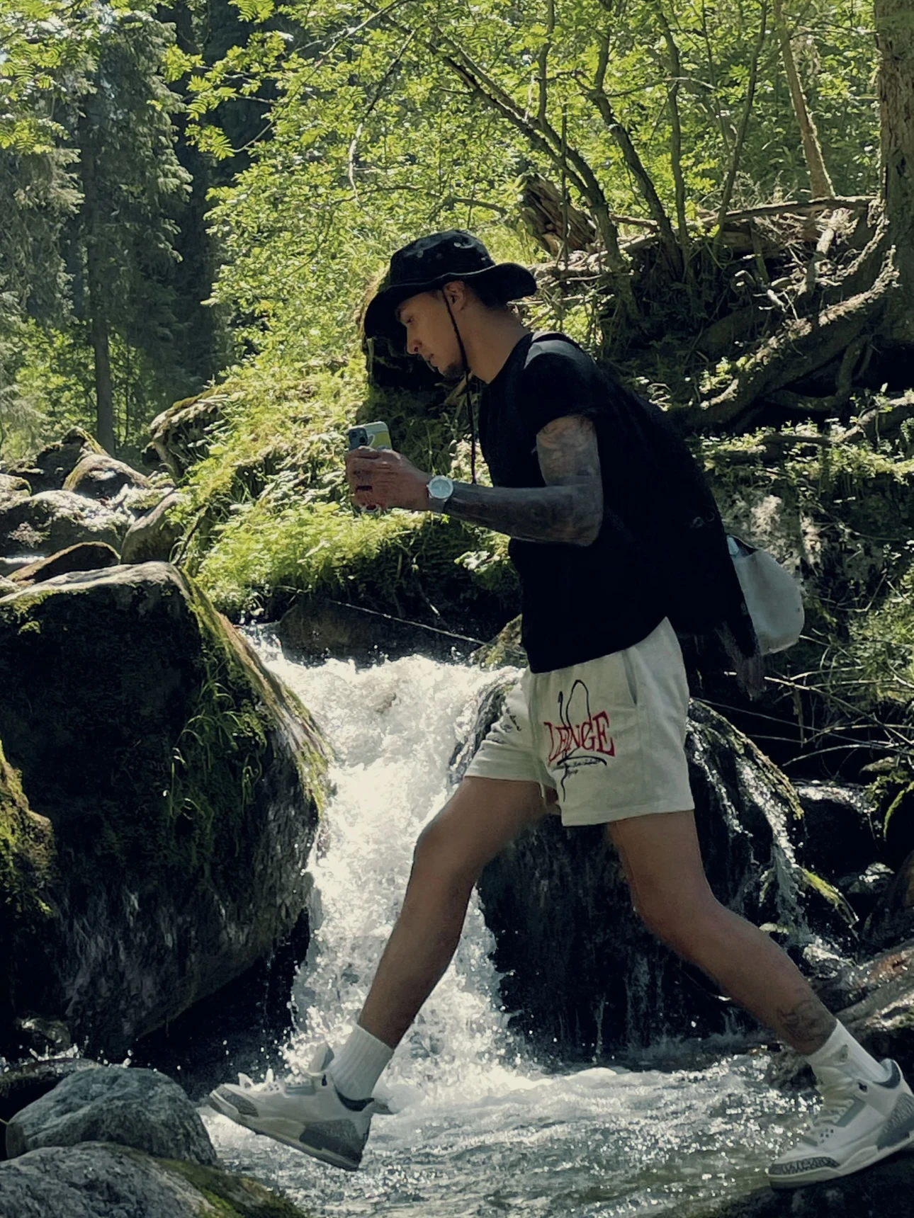 American Sle Baskeall ort กางเกงผู้ชายฤดูร้อนไฮสตรีท ไวบ์ลำลองหลวมพอดีห้าส่วนเย็บปักถักร้อยอินเทรนด์ขาตรง