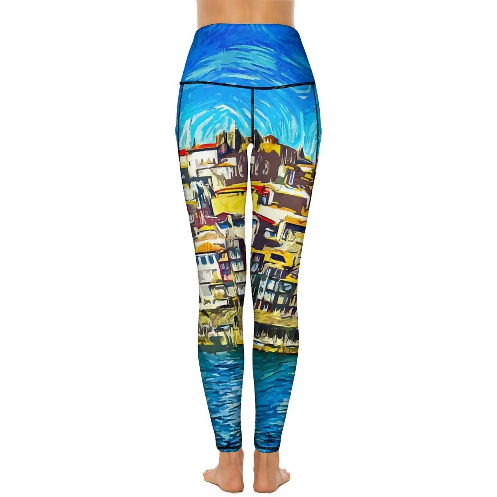 Leggings con estampado de pintura al óleo para mujer, pantalones de Yoga de cintura alta, Sexy, Oporto Portugal, novedad, elásticos, gráficos, Fitness, deporte