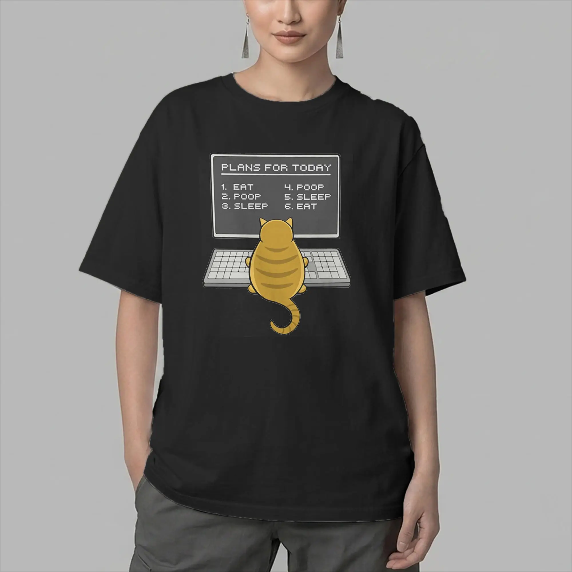 Men's T-Shirts CAT Engineer PLANS For Today Novelty Pure Cotton Tees Short Sleeve  T Shirts Crewneck Tops Printed