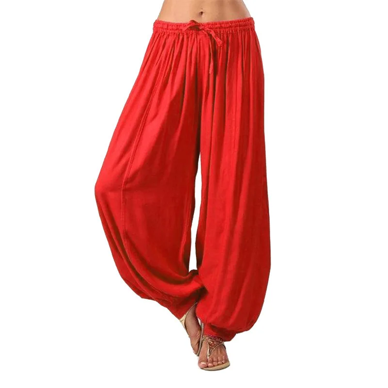 2024 Summer New Women's Solid Color Lantern Pants Loose Pleated Drawstring Casual Ankle Sports Pants Harlan Pants