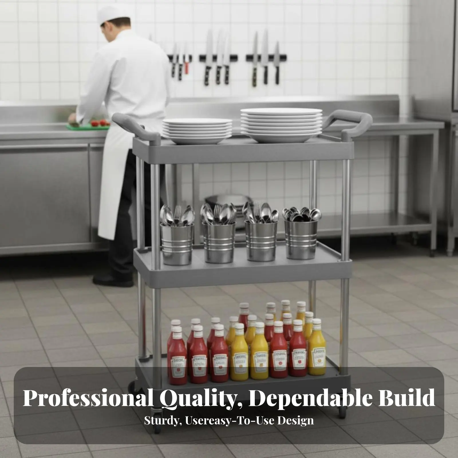 

Трехуровневая передвижная тележка на колесиках, многофункциональная, легко чистится, для предприятий общественного питания, мастеров, гостиниц