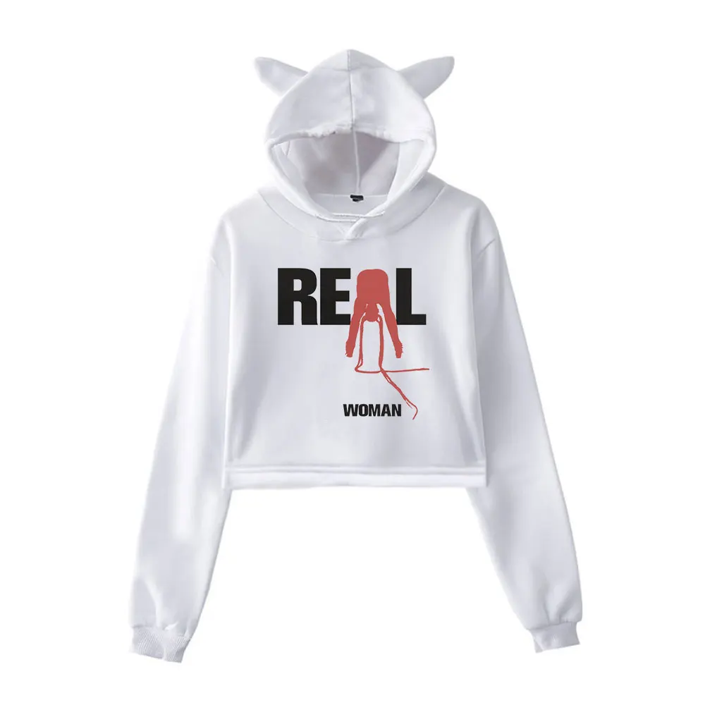 PartyNextDoor 4 Real Woman New Album Cat Ear Hoodie Women Long Sleeve Hooded Sweatshirts Female Casual Streetwear Crop Tops