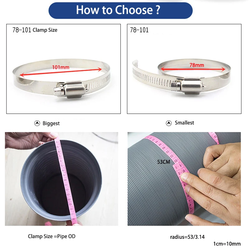 1pcs Hose Clamp Adjustable Drive Hose Clamp Fuel Line Worm Size Clip Hoop