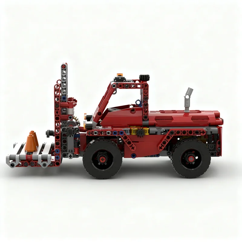 449 個 MOC C モデルヘビーデューティフォークリフトテクニカルビルディングブロッククリスマスギフト建築おもちゃ DIY クリエイティブアイデア教育