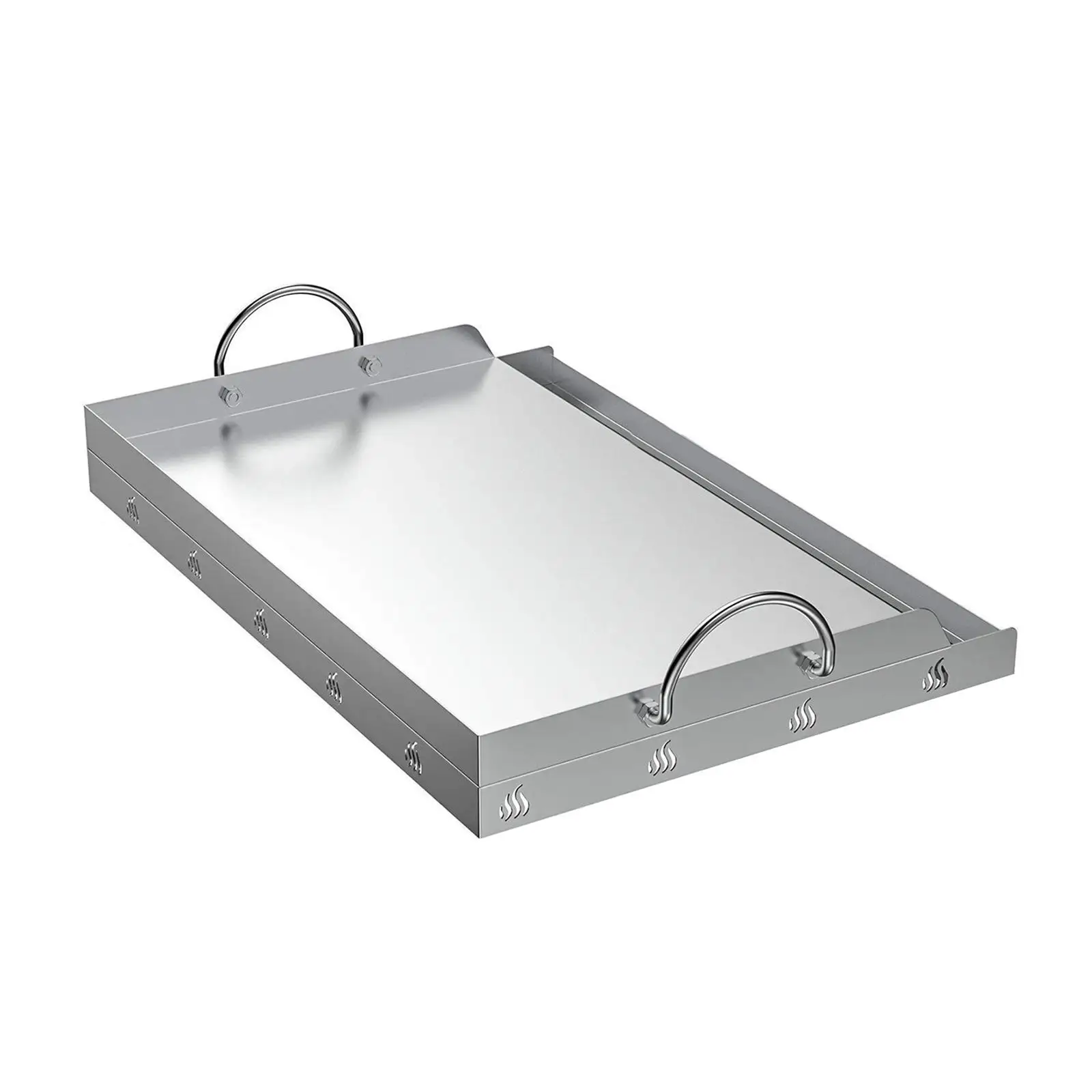 Stainless Steel Cooking Griddle Portable Flat Grill Plate Outdoor BBQ Cooking Tools for Gas Grill Kitchen Barbecue Picnic Kit