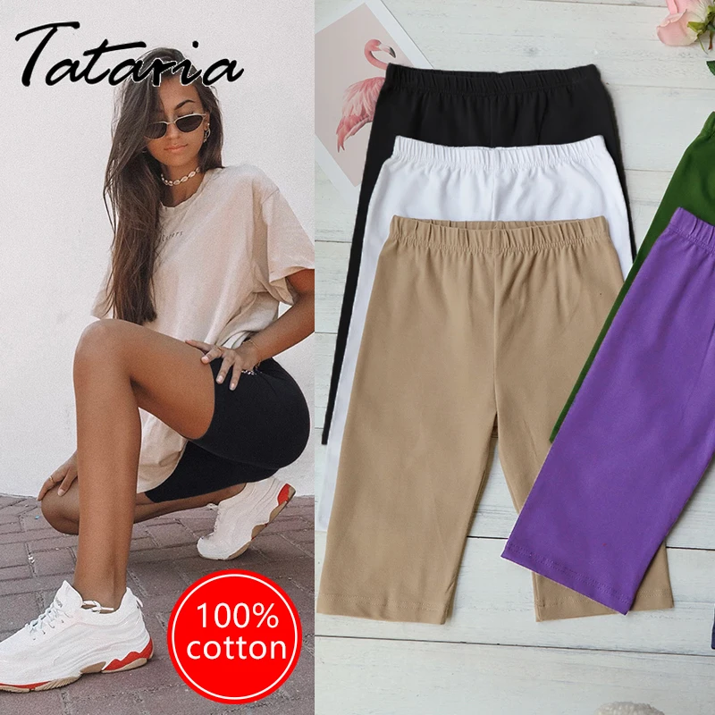 

Women's Cycling Shorts with High Waist Casual Elastic White Cotton Slimming Sexy Super Short Summer Women Biker Shorts Black