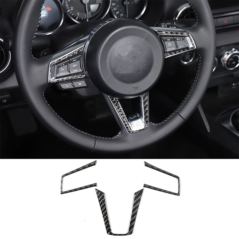 

For Mazda MX-5 2016-2023 Soft Carbon Fiber Car Steering Wheel Button Decorative Frame Sticker Trim Car Accessories