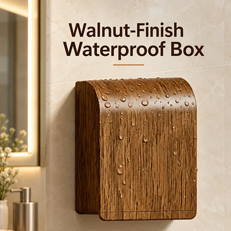 Retro Black Walnut Wood Grain 86 Type Wall Switch Socket Waterproof Cover Splashproof Protective Box for Bathroom Toilet Kitchen