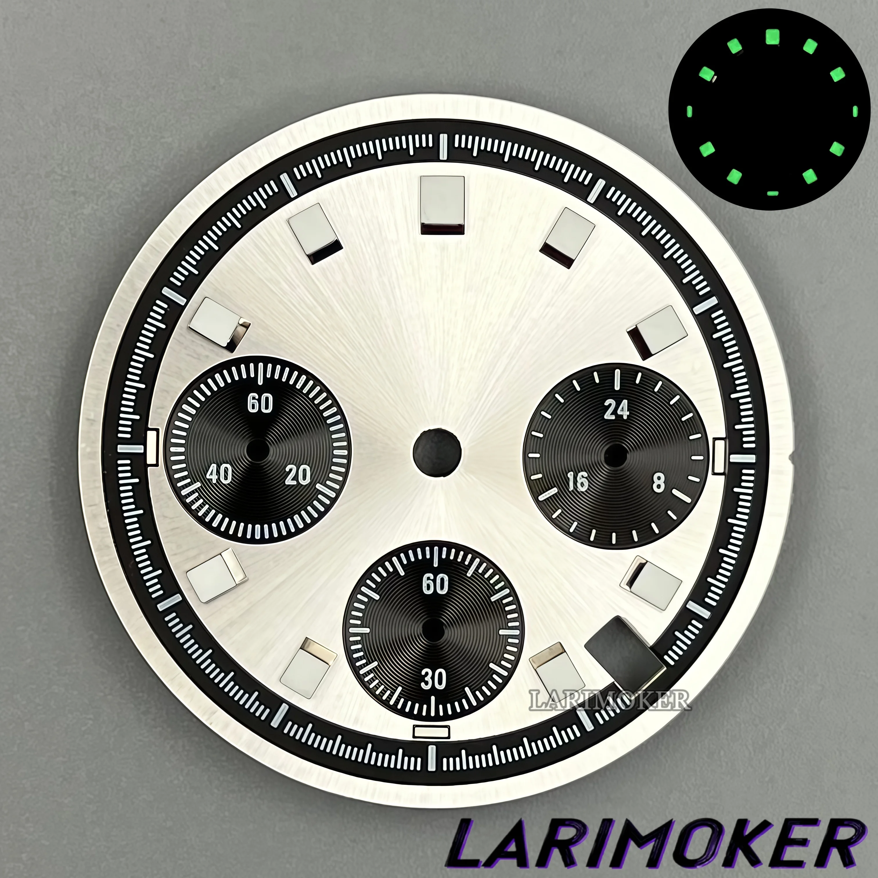 30mm Dark Blue/Gray/Light Blue/Black/Silver White Watch Dial With Green Luminous Fit VK63 Quarzt Movement Watch Accessory