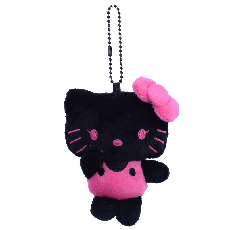 Sanrio Hello Kitty Black Skin Keychain Plush Toys Kawaii Accessories Backpack Pendant Stuffed Doll Christmas Gifts Peripheral