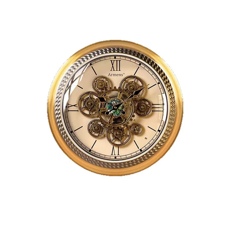 

2025 new light luxury gear mechanical clock living room European high-end art retro creativity